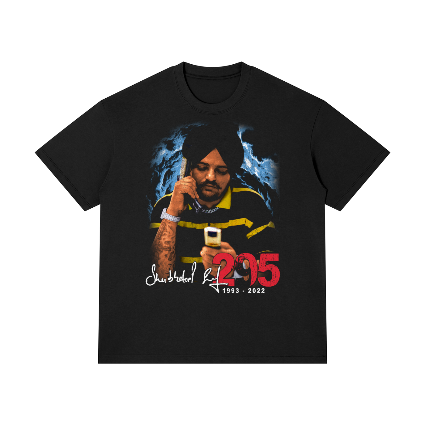 PunjabiPop Shop KHATAR NAK On the line with Moosewala black 230GSM heavyweight oversized graphic tee California streetwear style.