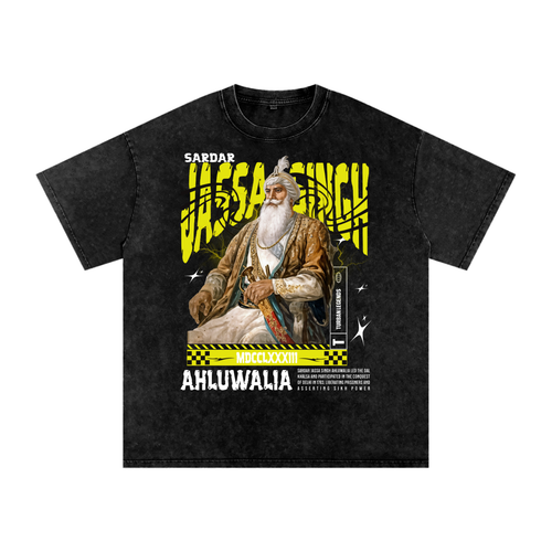 PunjabiPop Shop Turban Legends Jassa Singh Ahluwalia snow wash 250GSM super heavyweight oversized graphic tee California style