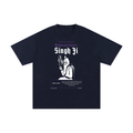 PunjabiPop Shop Turban Legends Maharaja Ranjit Singh Ji navy blue 230GSM heavyweight drop-shoulder retro tee California style